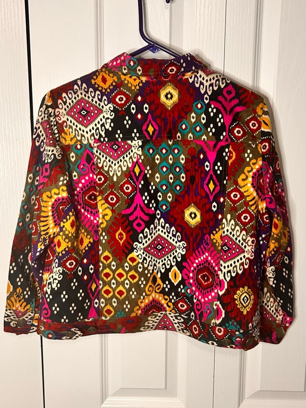 Ruby Rd Jacket Womens 10P Multi-Color Canvas Button-Up Collared Boho Abstract - Picture 5 of 5